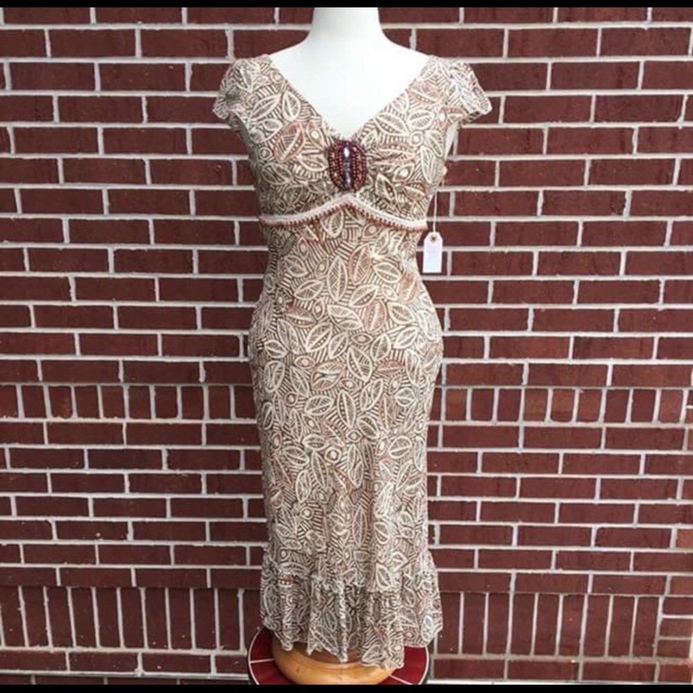 Sangria Rustic dress beaded accents sz 4